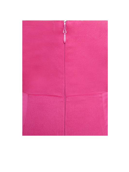 Perrin Fuchsia Feather High Slit Gown