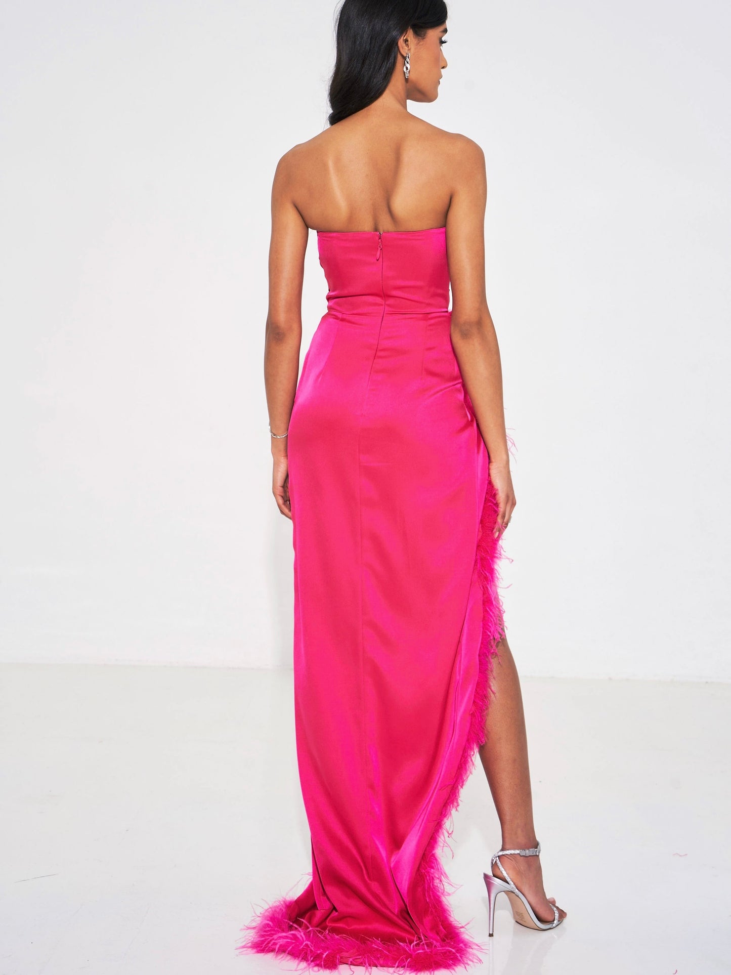 Perrin Feather Dress High Slit Gown