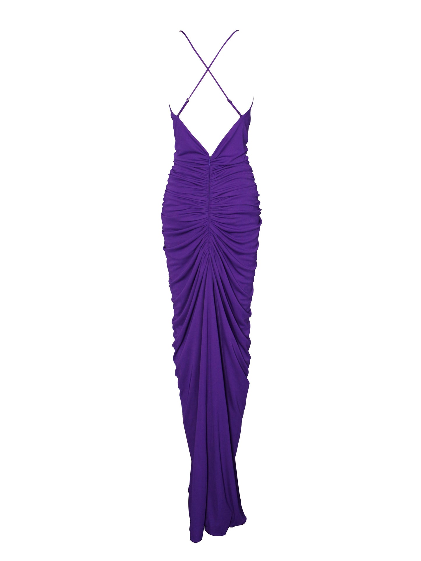 Glen Purple Strappy Deep V Backless Maxi Dress