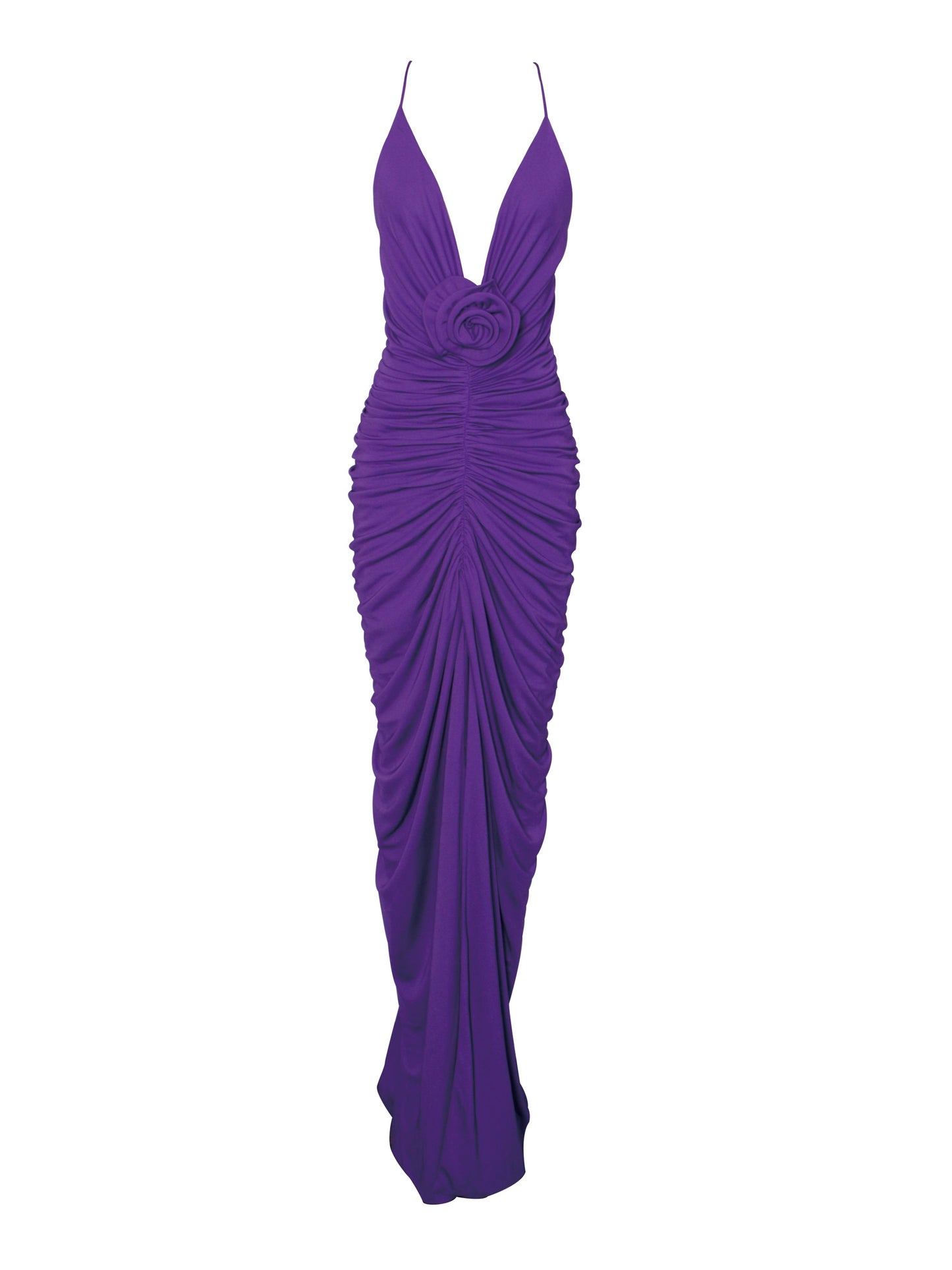 Glen Purple Strappy Deep V Backless Maxi Dress