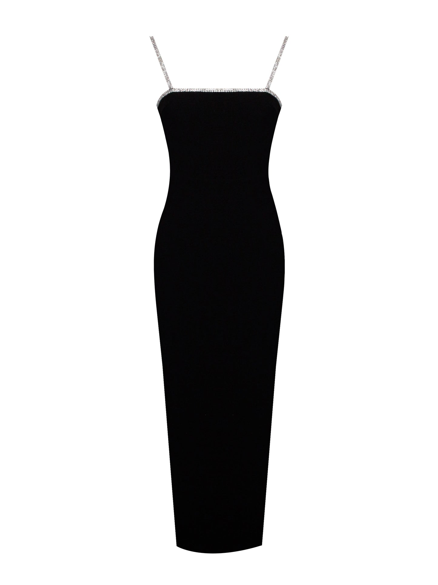 Flore Black Crystal Straps Backless Gown with Bow