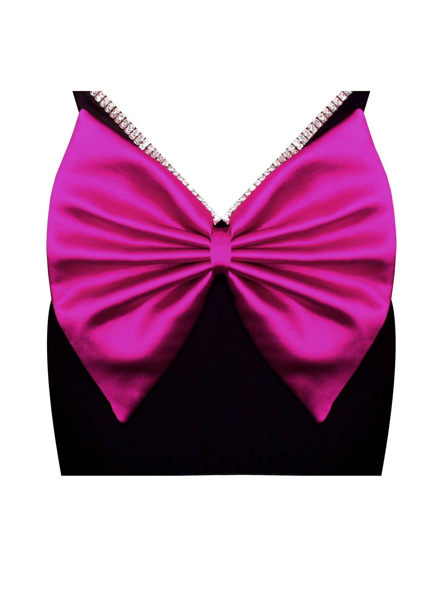 Flore Black Crystal Straps Backless Gown with Bow