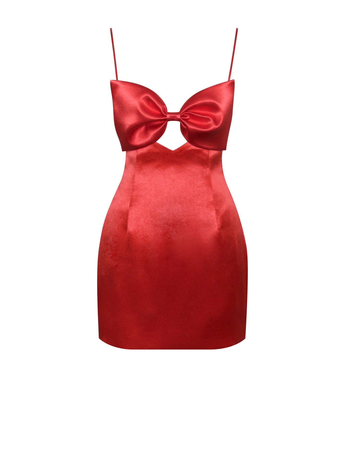 Xyla Red Satin Bow Mini Dress