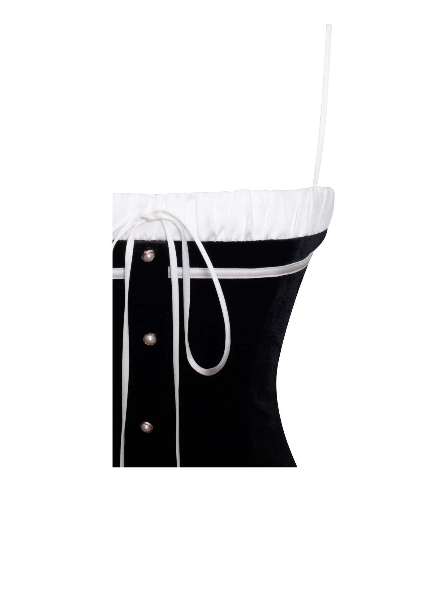 Olya Black and White Velvet A Line Corset Dress