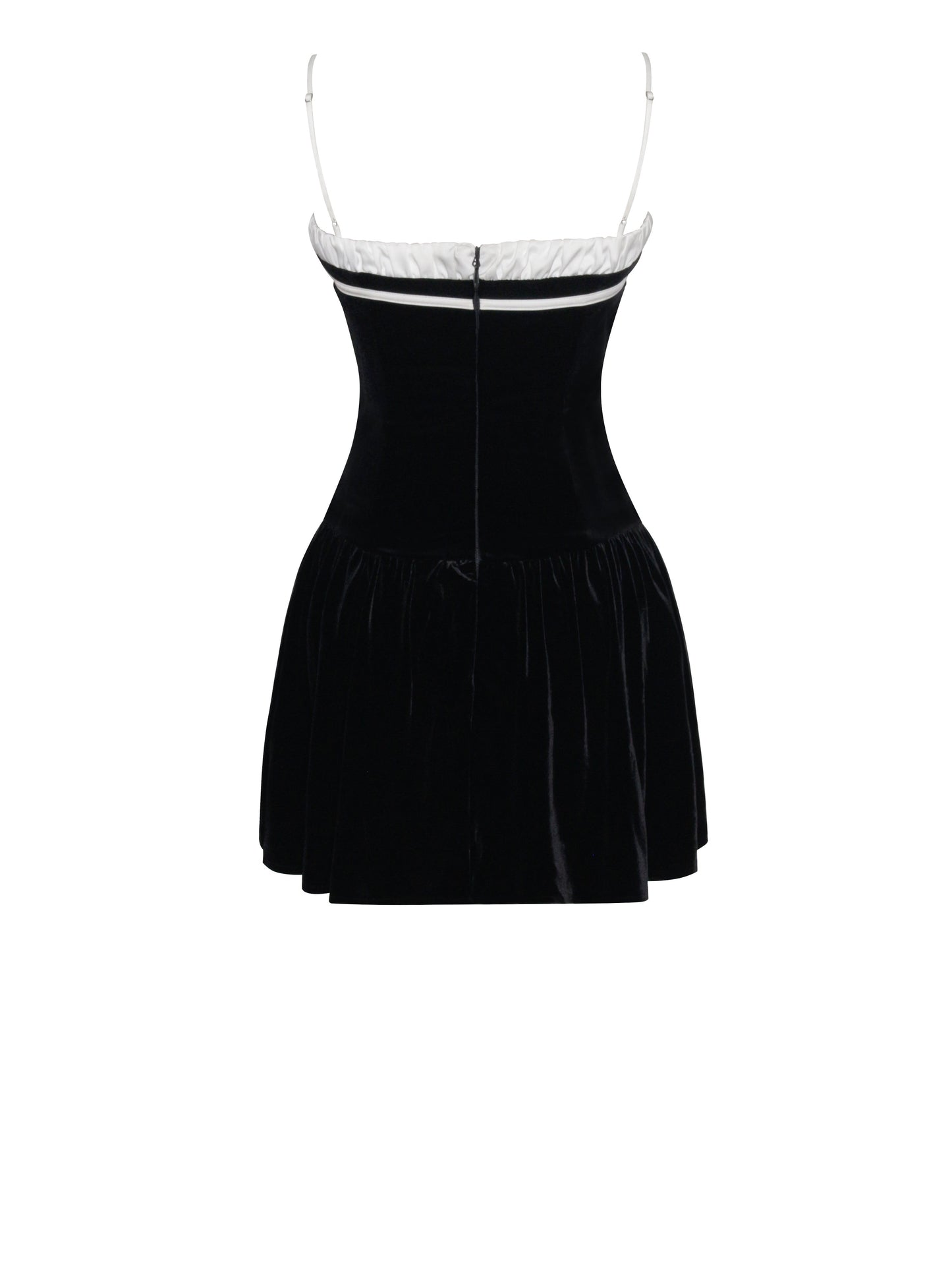 Olya Black and White Velvet A Line Corset Dress