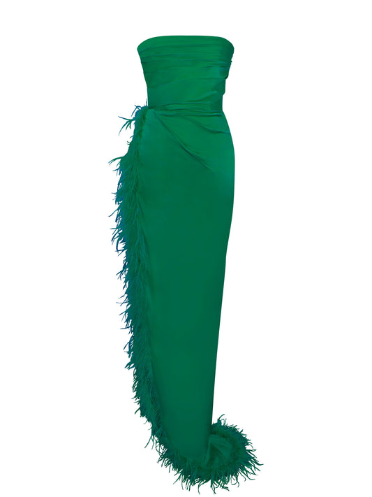 Perrin Feather Dress High Slit Gown