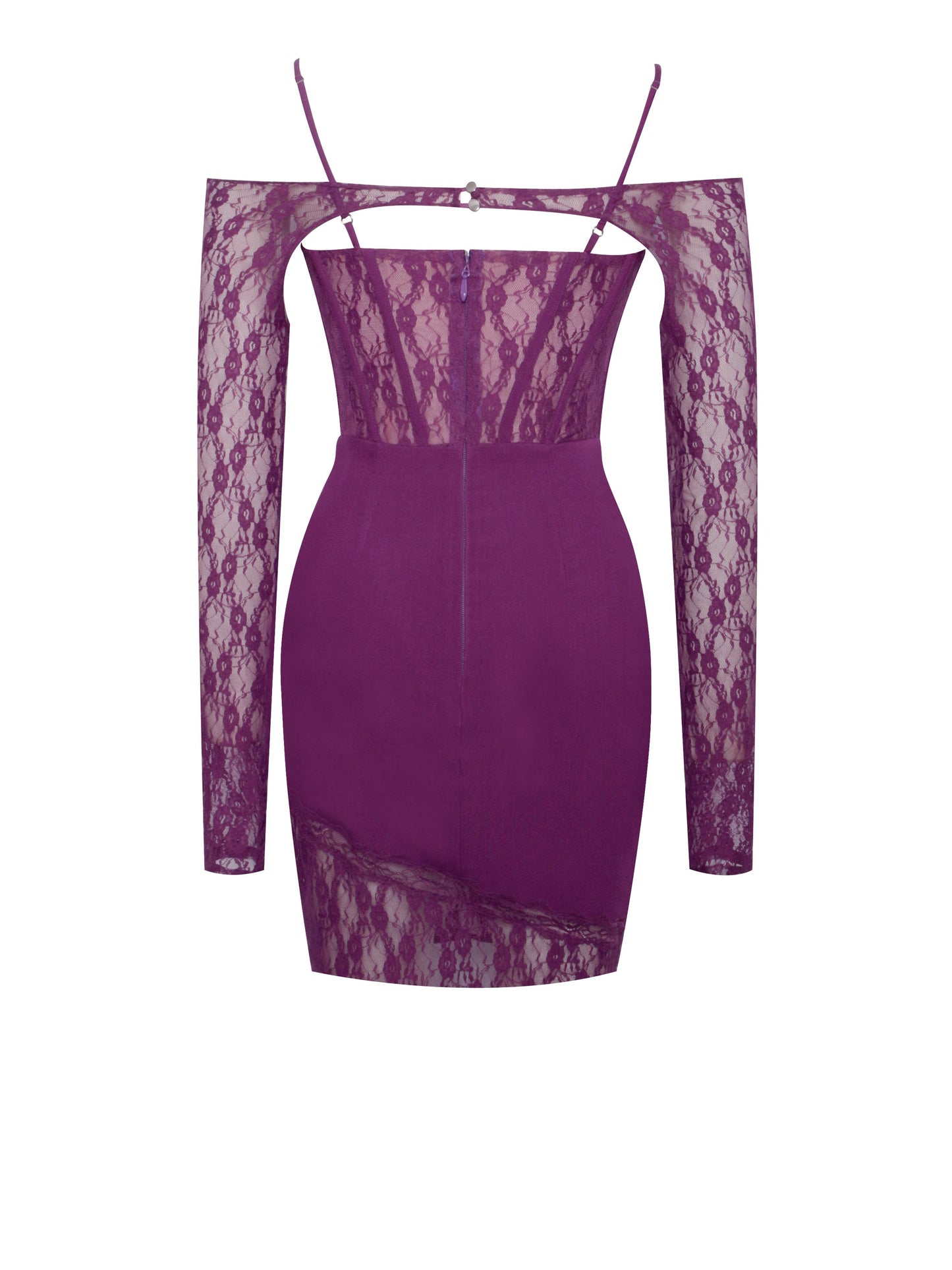 Elsie Purple Lace Long Sleeve Mini Dress