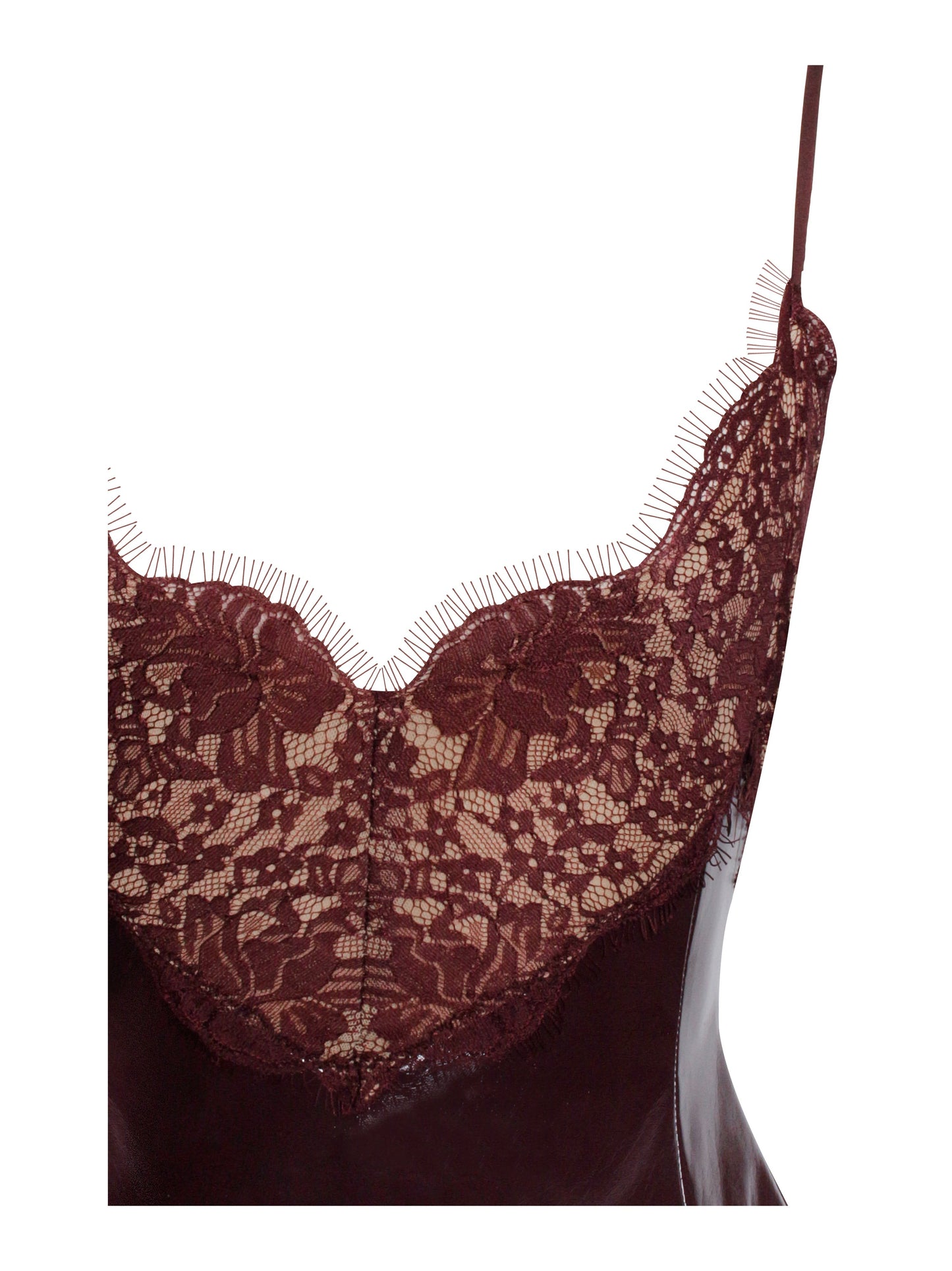 Shelby Dark Brown Vegan Leather with Lace Dress