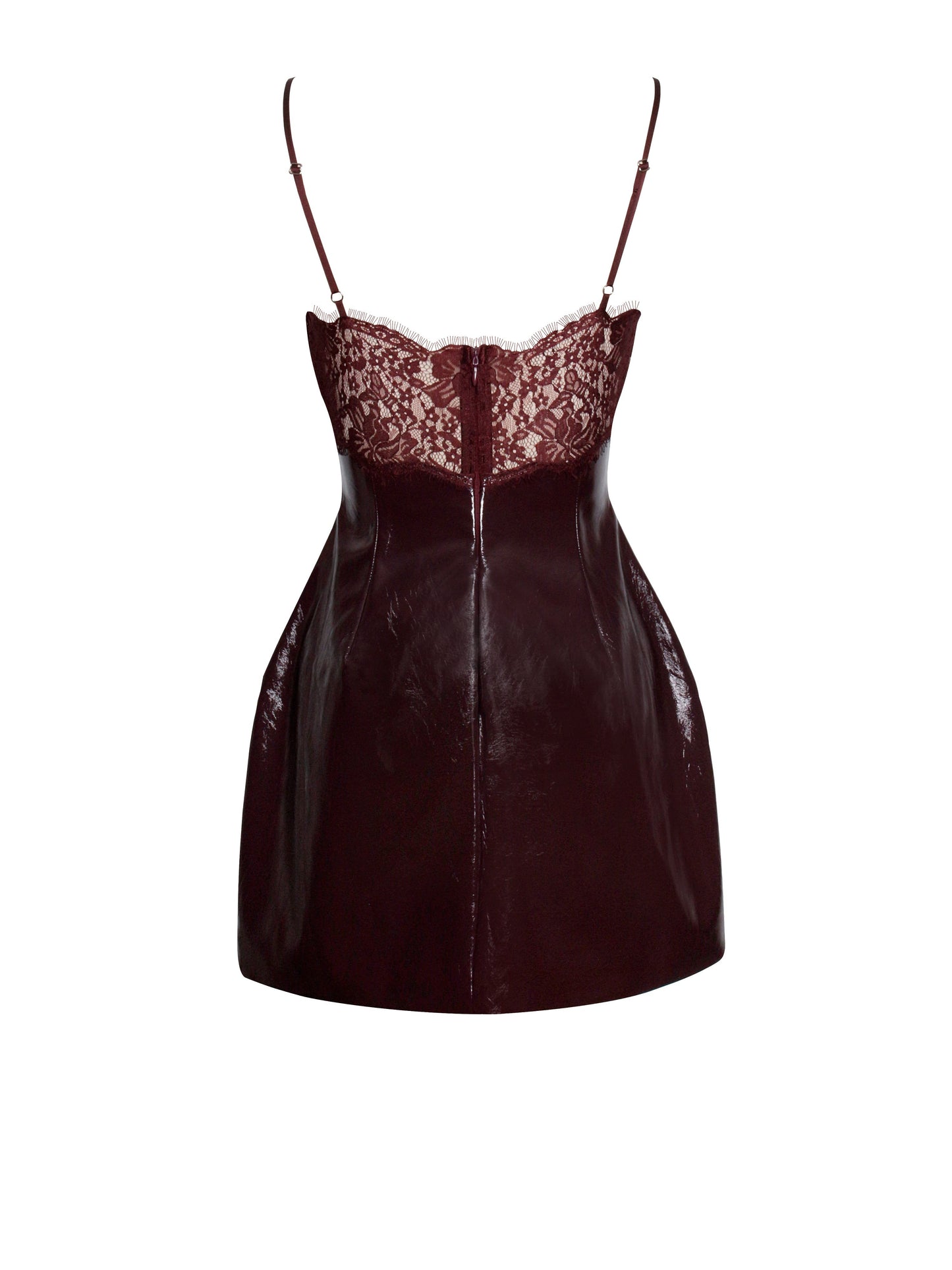 Shelby Dark Brown Vegan Leather with Lace Dress