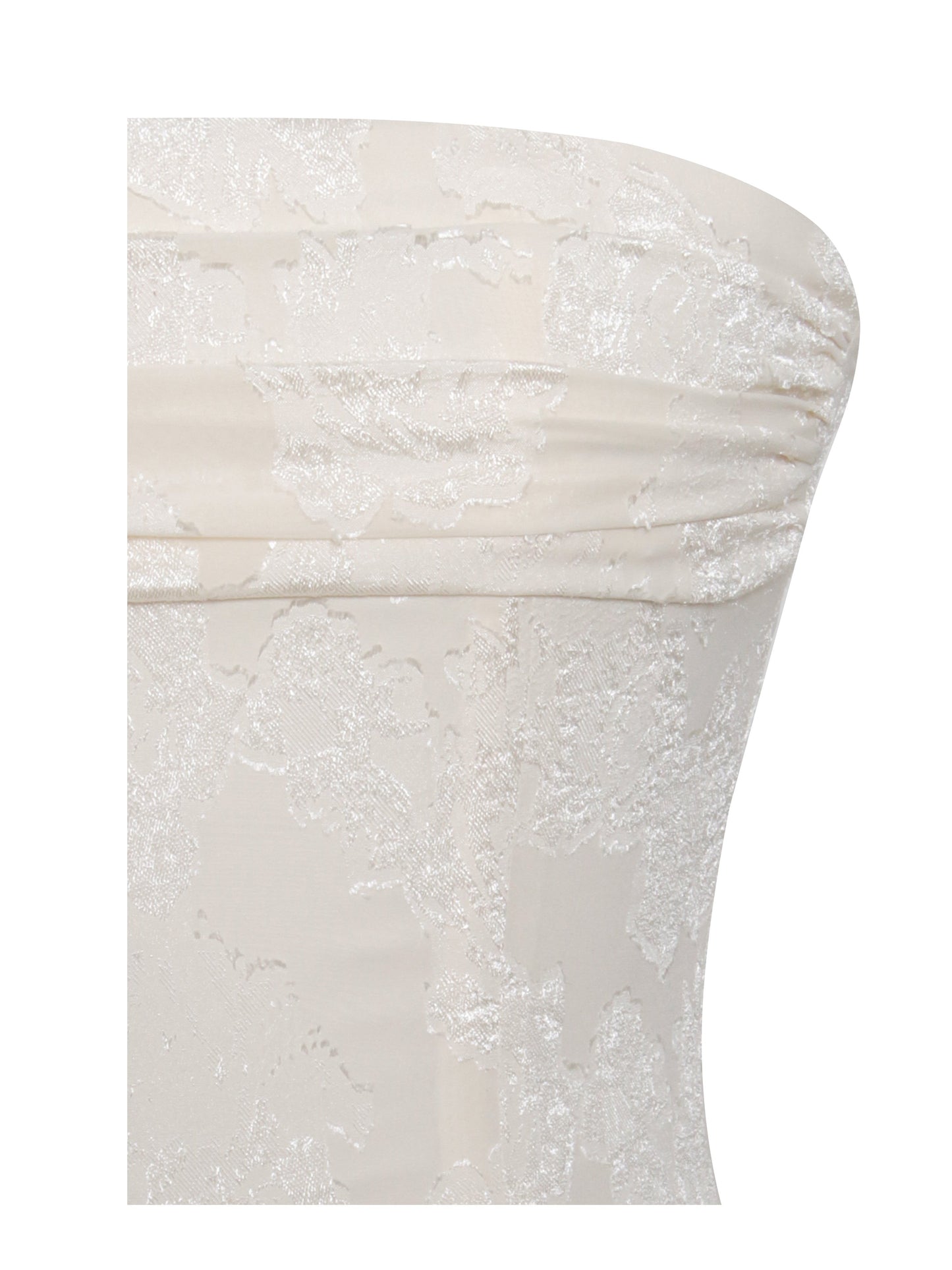Xatia Off White Jacquard Textured High Slit Dress