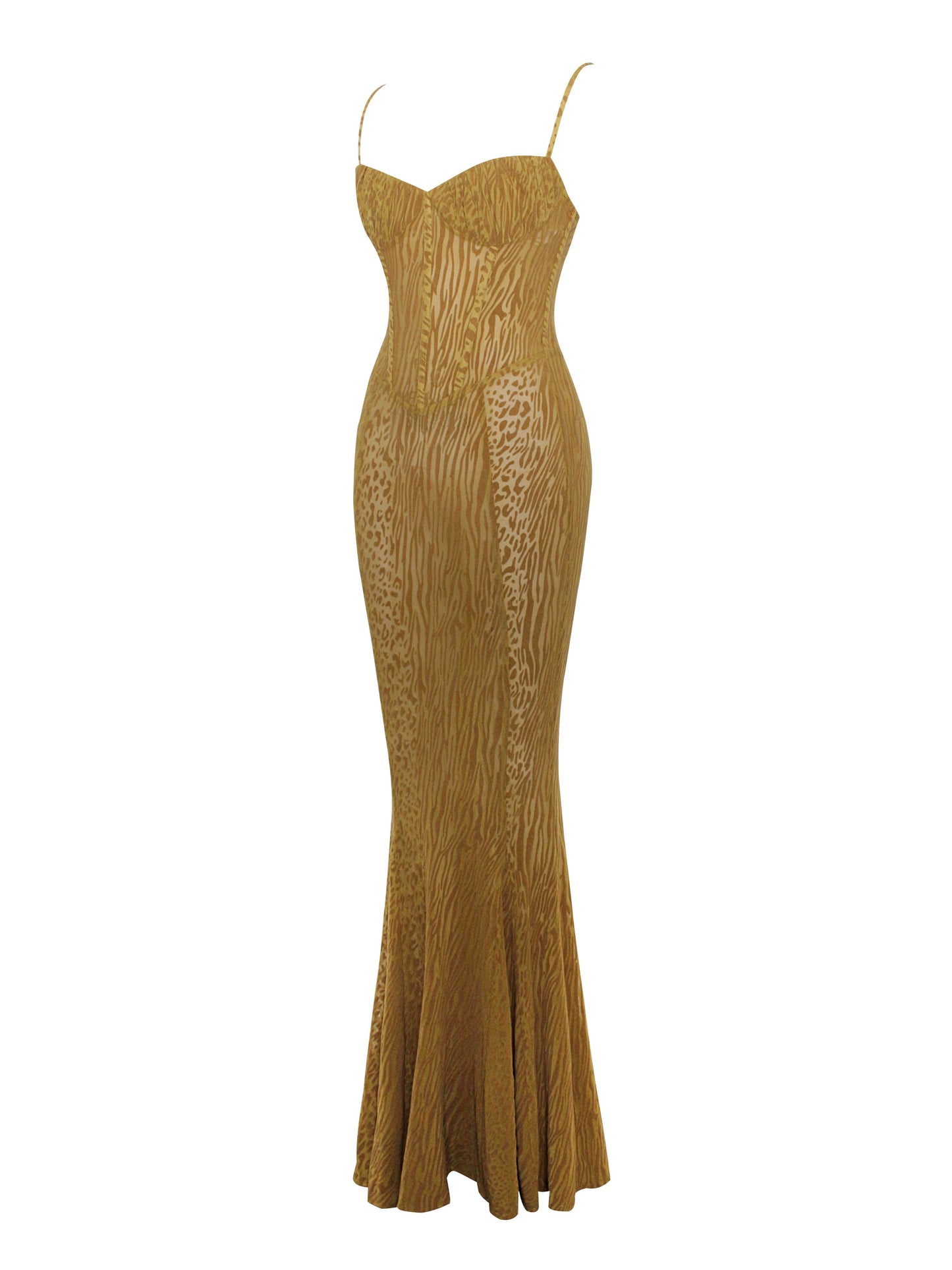 Ulani Burnout Velvet Detail Mesh Maxi Dress