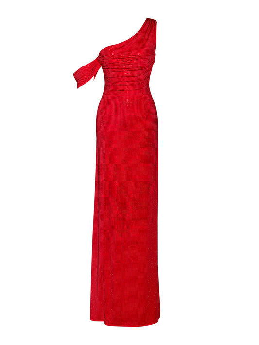 Paget Mesh Embellished High Slit Gown