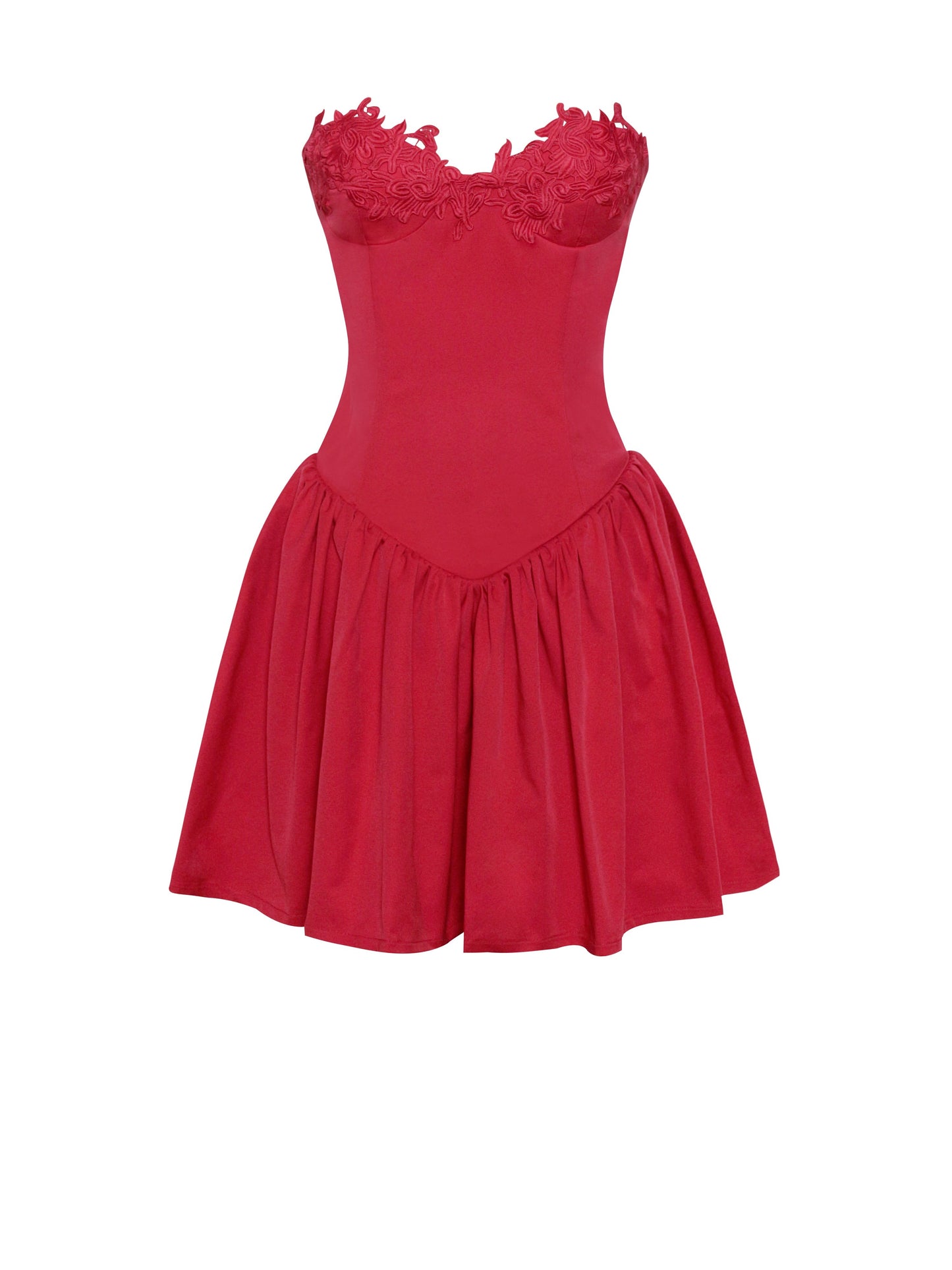 Sacha Red Lace Bustier Corset Mini Dress