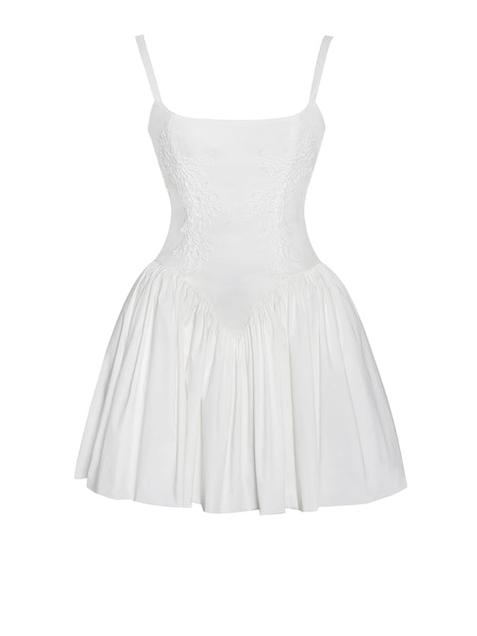 Kadi White Cotton Corset Mini Dress