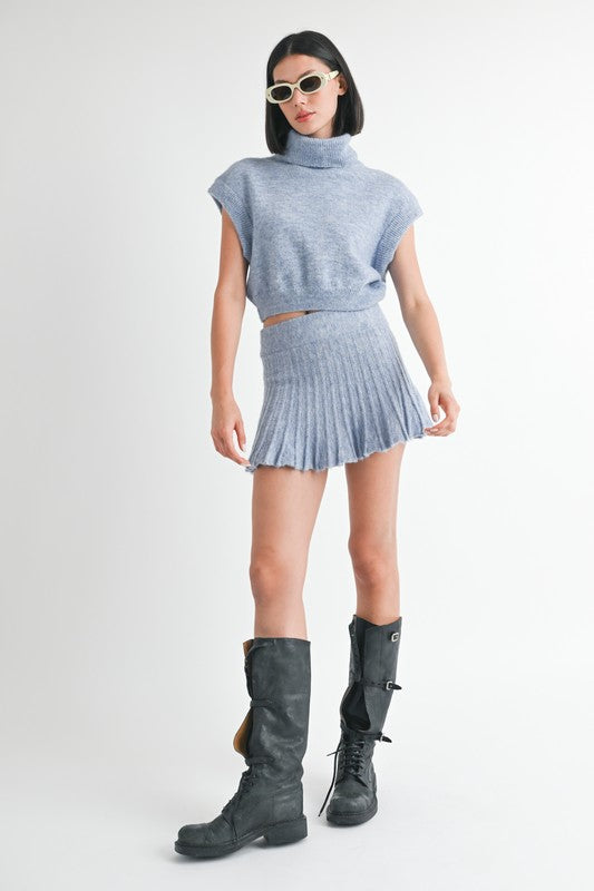 Pleated Mini Fringe Skirt