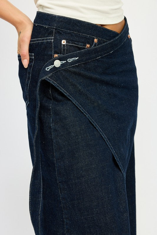 Alana Wrapped Maxi Denim Skirt