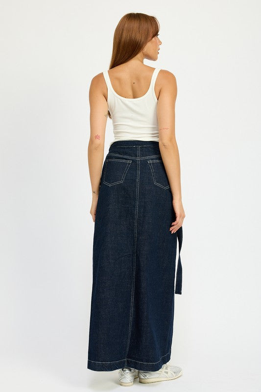Alana Wrapped Maxi Denim Skirt