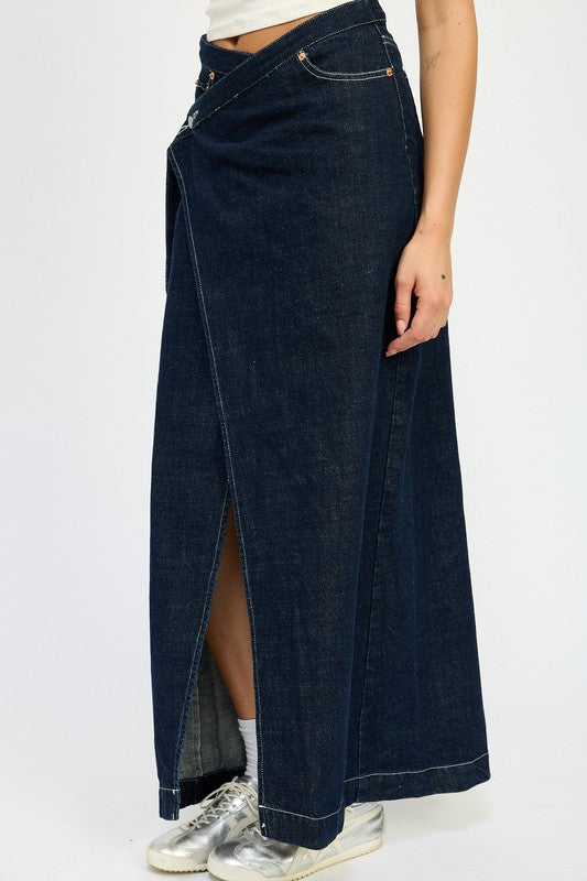 Alana Wrapped Maxi Denim Skirt