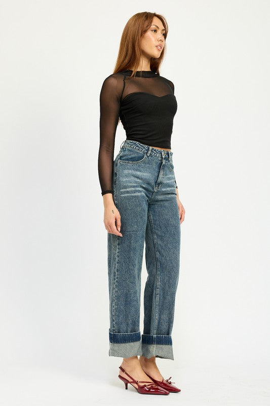 Candra Sheer Ruched Top