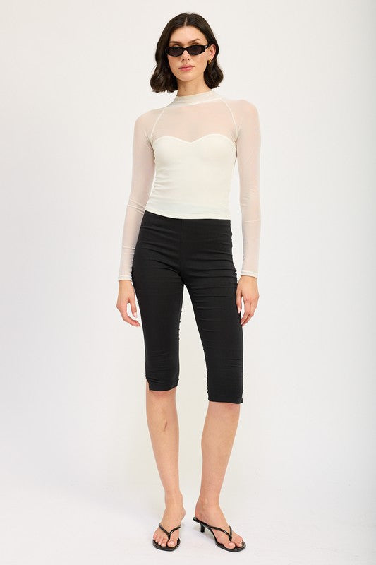 Candra Sheer Ruched Top