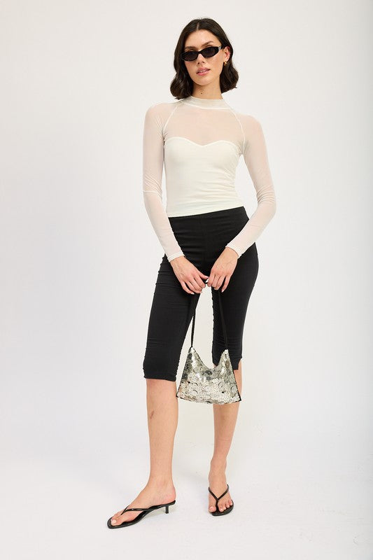 Candra Sheer Ruched Top