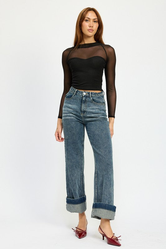 Candra Sheer Ruched Top