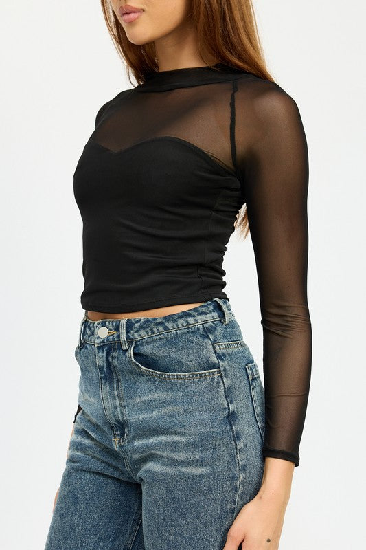 Candra Sheer Ruched Top