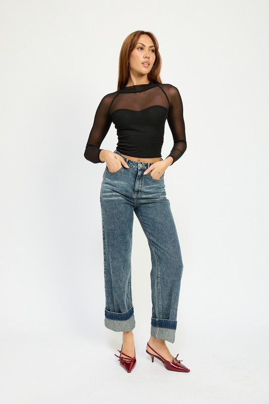 Candra Sheer Ruched Top