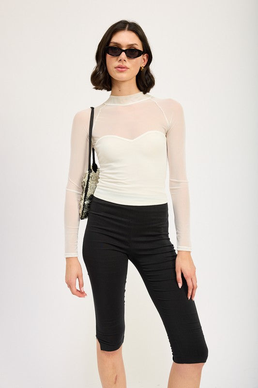 Candra Sheer Ruched Top