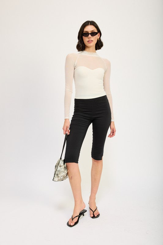 Candra Sheer Ruched Top