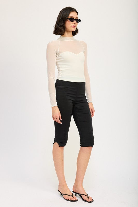 Candra Sheer Ruched Top