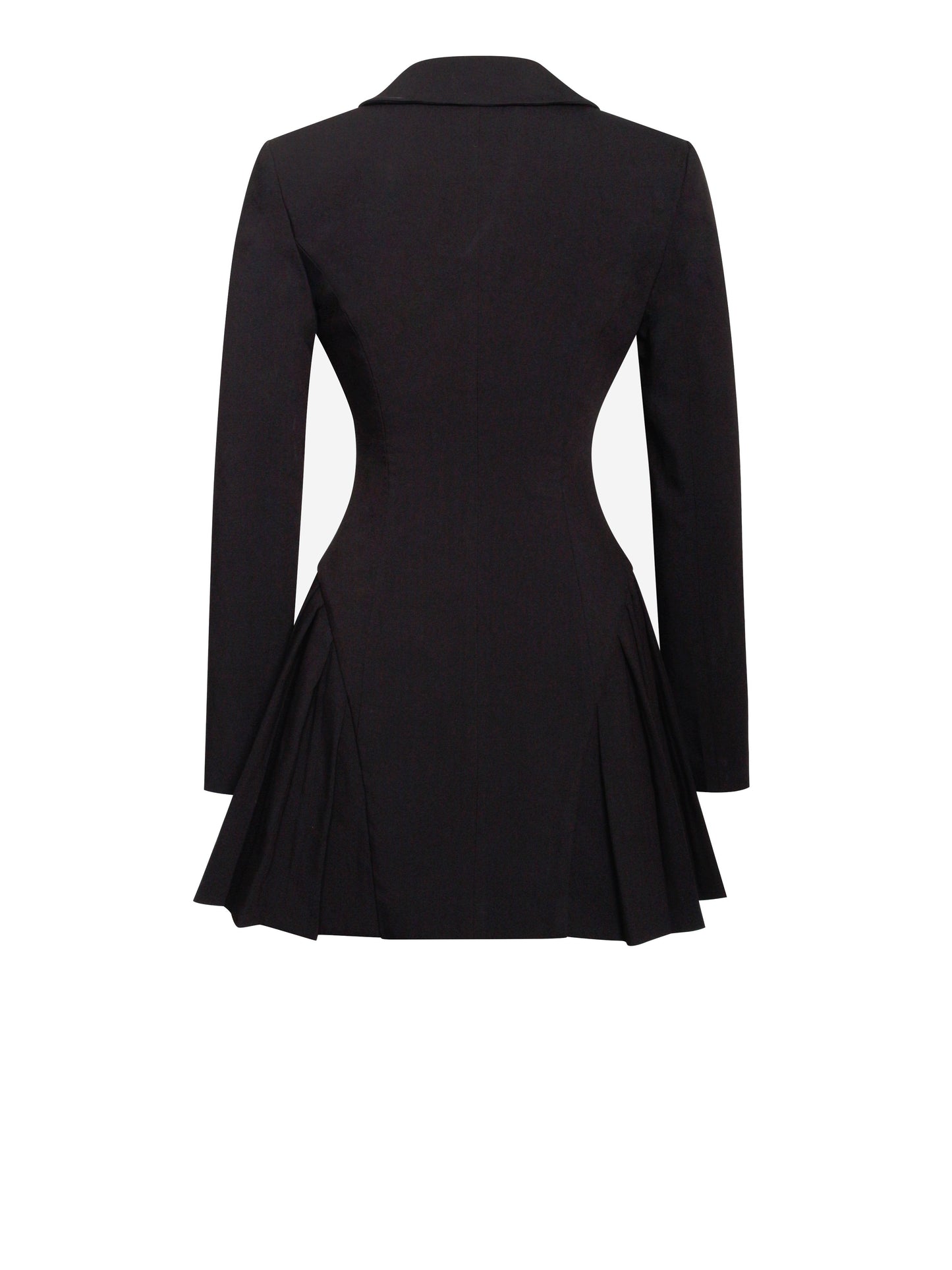 Ria Black Blazer Mini Dress with Pleated Detail