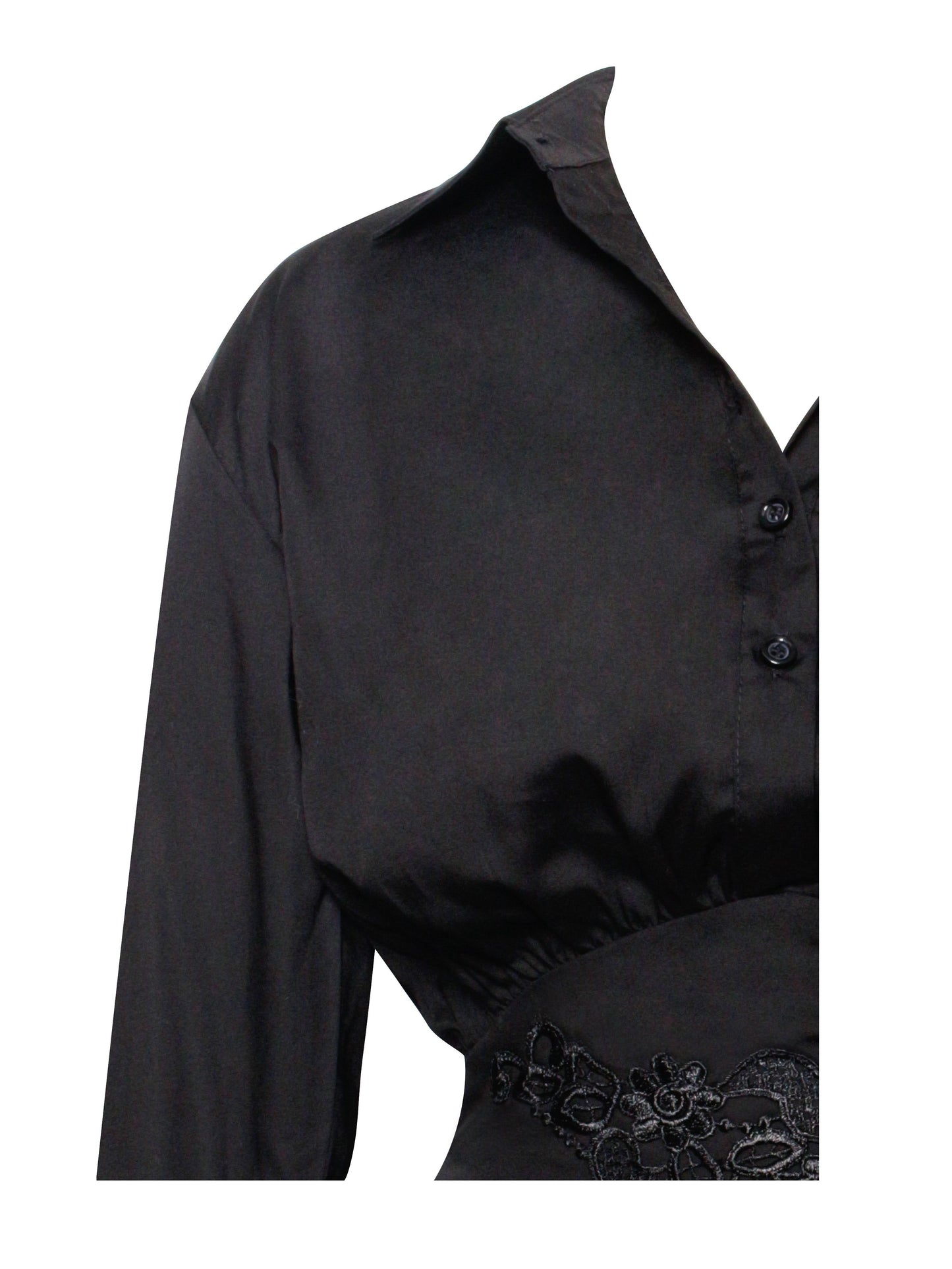 Jamila Black Shirt Mini Dress with Waist Detail