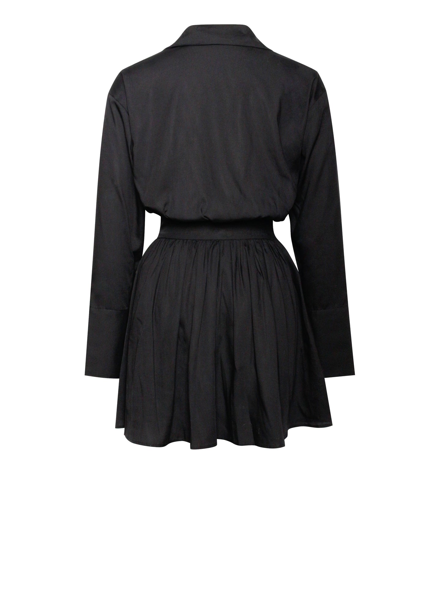 Jamila Black Shirt Mini Dress with Waist Detail