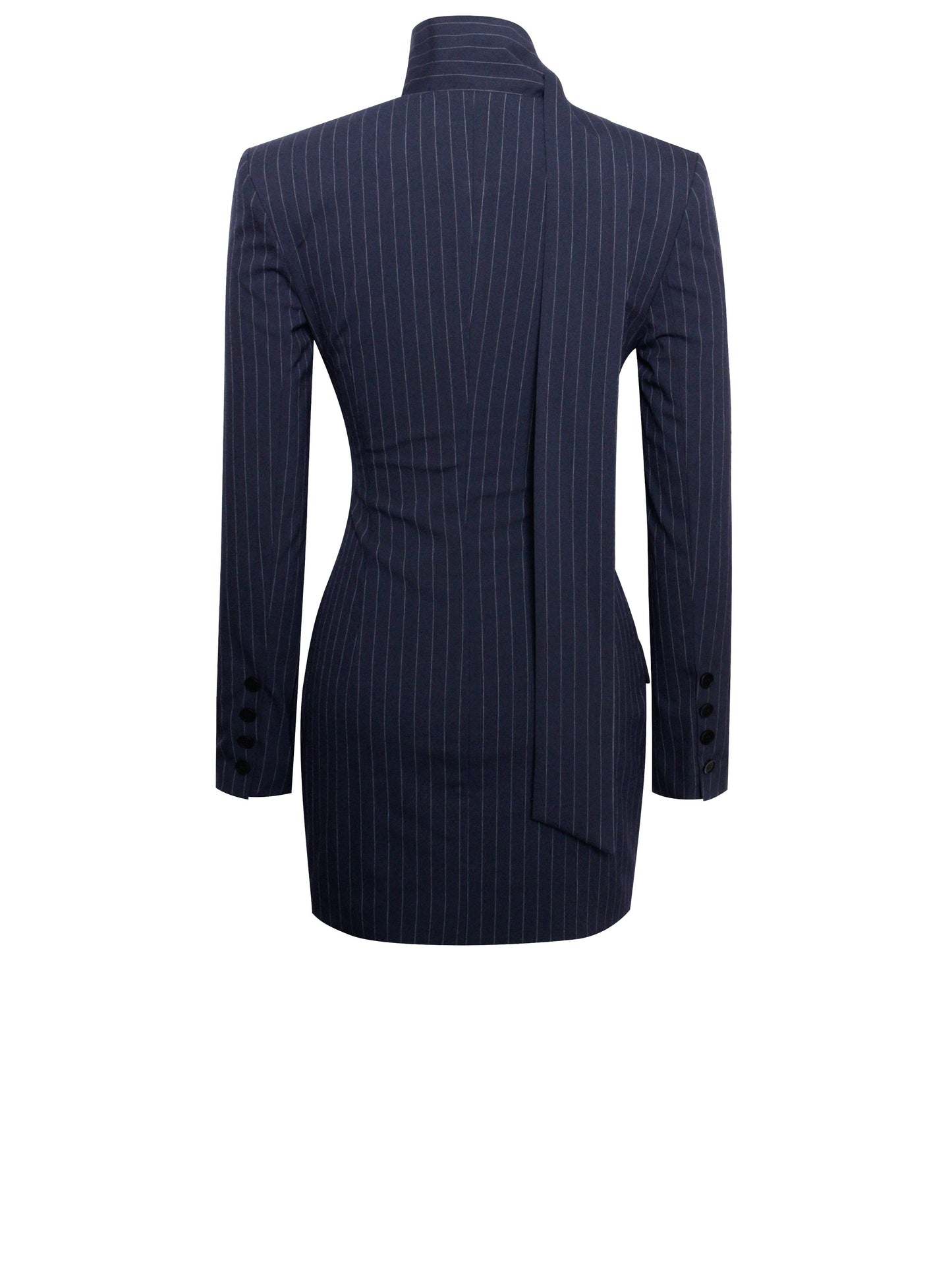 Tahlia Deep V Pinstripes Navy Blue Blazer Dress