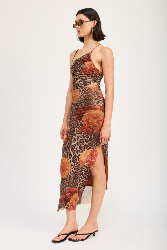 Daphne Mesh Printed Maxi Dress