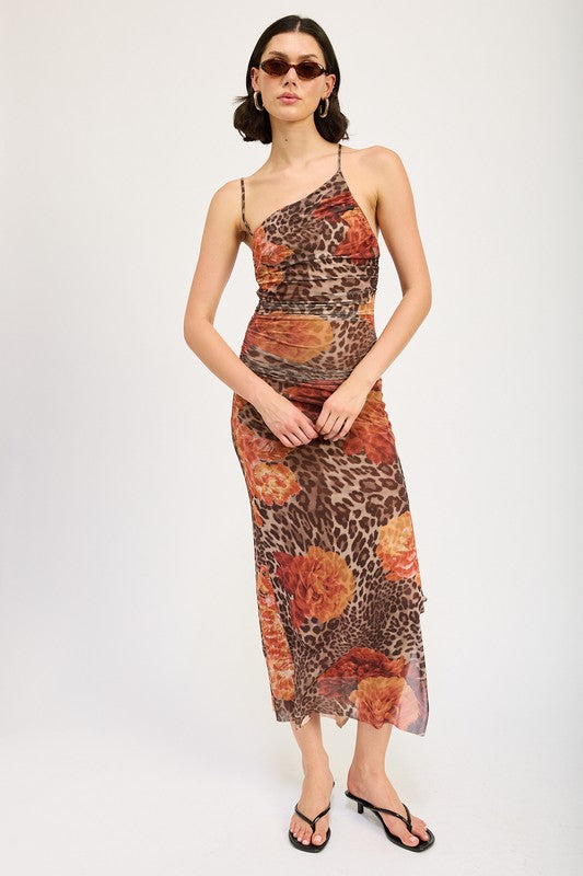Daphne Mesh Printed Maxi Dress