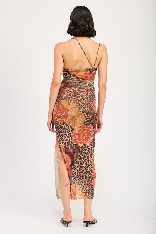 Daphne Mesh Printed Maxi Dress