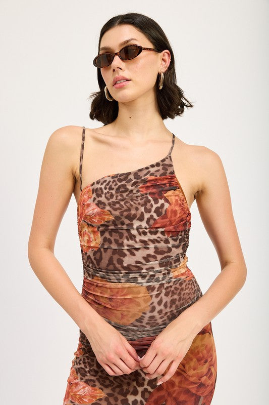 Daphne Mesh Printed Maxi Dress