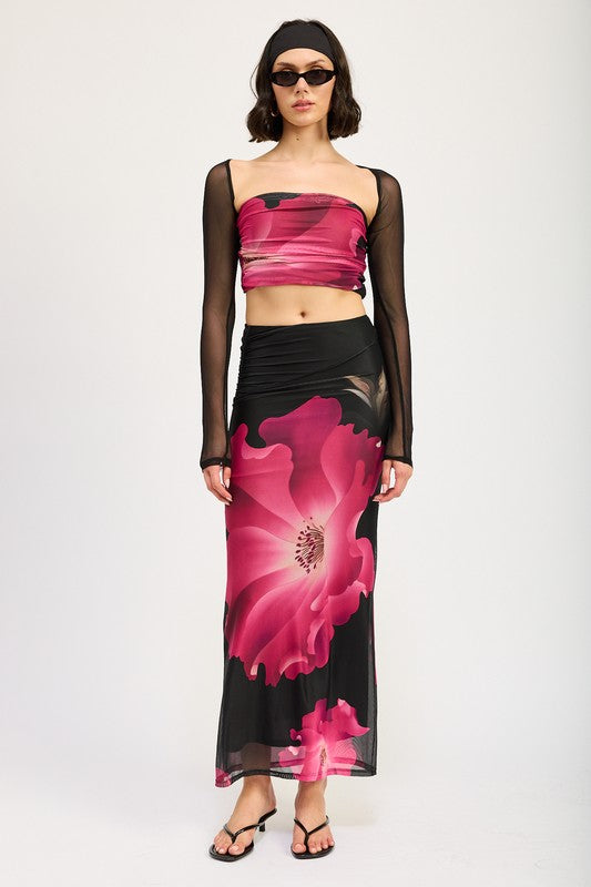 Aaliyah Mesh Print Tube Top
