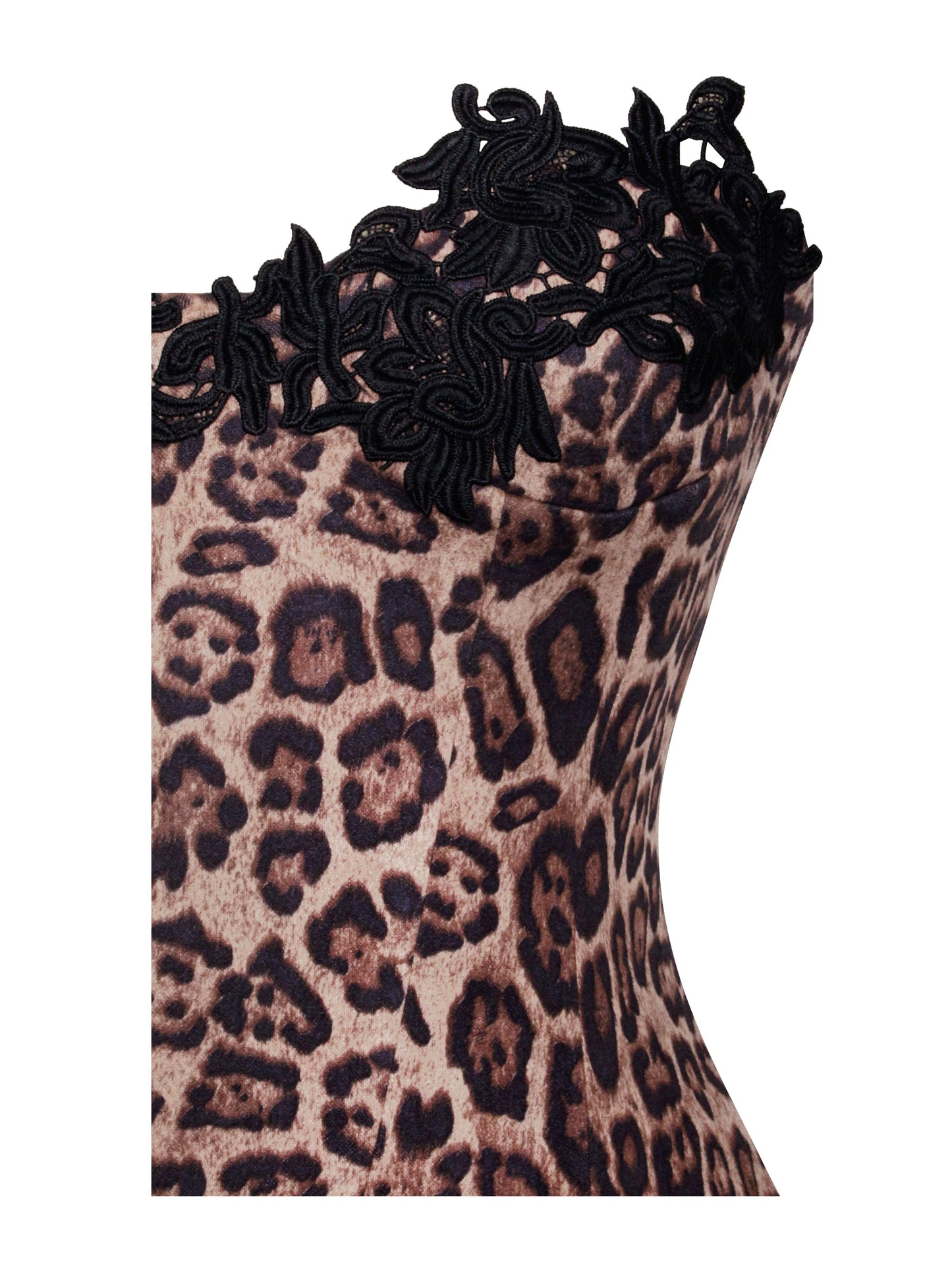 Uchenna Cheetah Print Midi Dress with Lace Trim