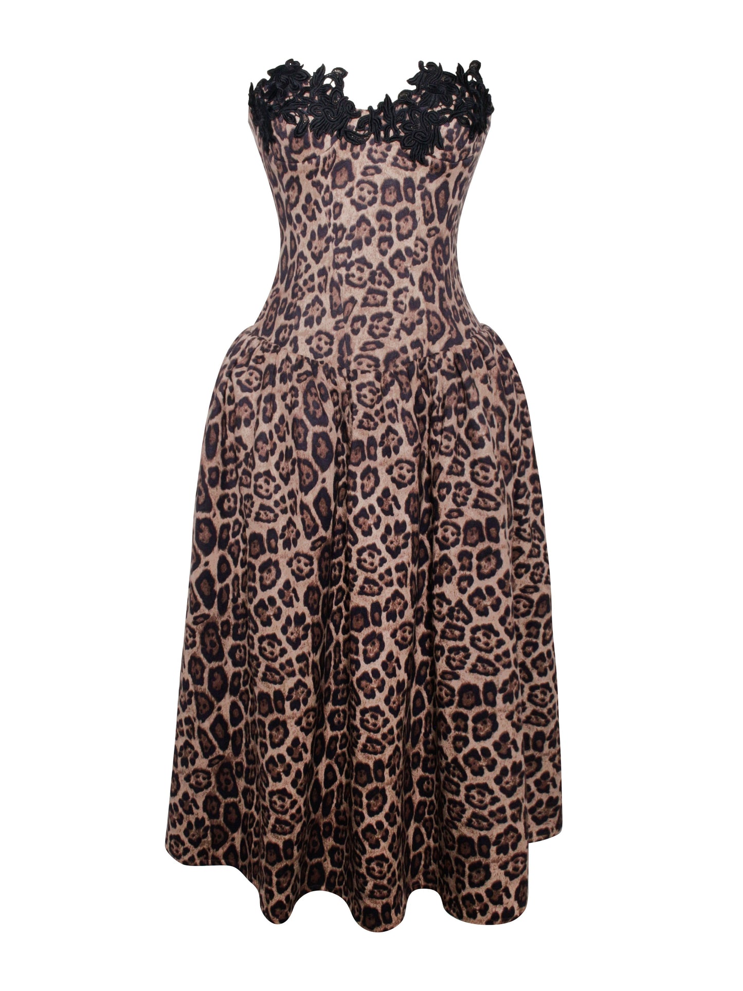 Uchenna Cheetah Print Midi Dress with Lace Trim