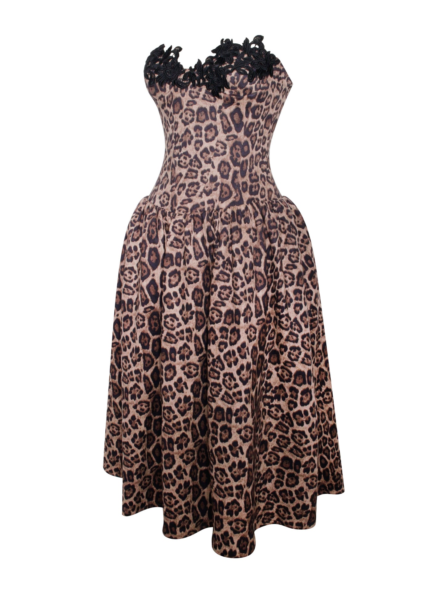 Uchenna Cheetah Print Midi Dress with Lace Trim