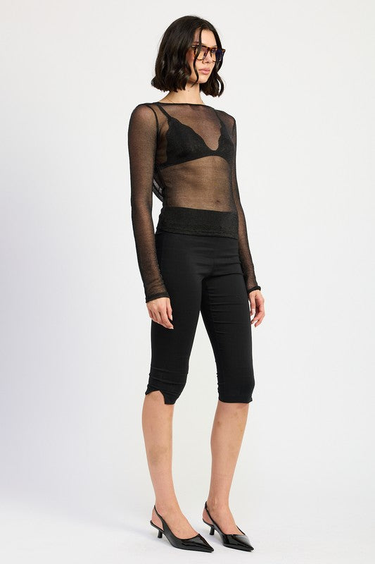 Lucille Boat Neck Sheer Top