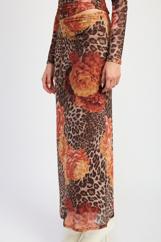 Aaliyah Printed Mesh Maxi Skirt