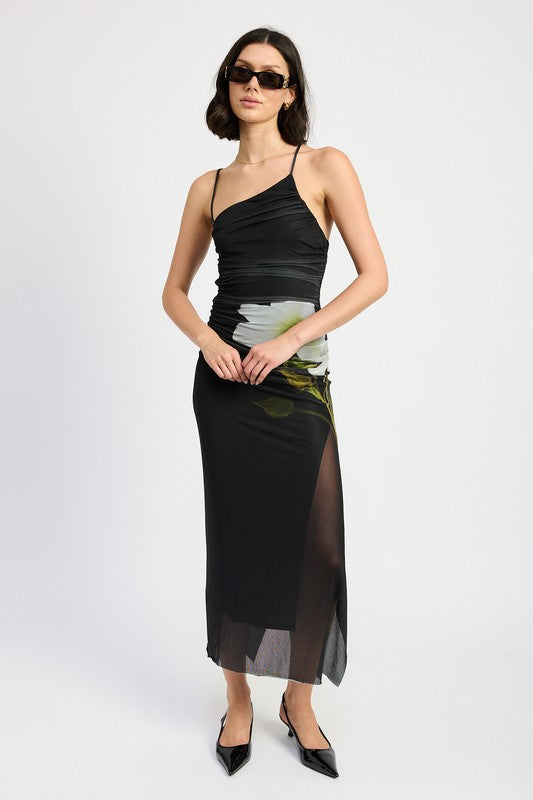 Wanda One Shoulder Ruched Maxi Dress