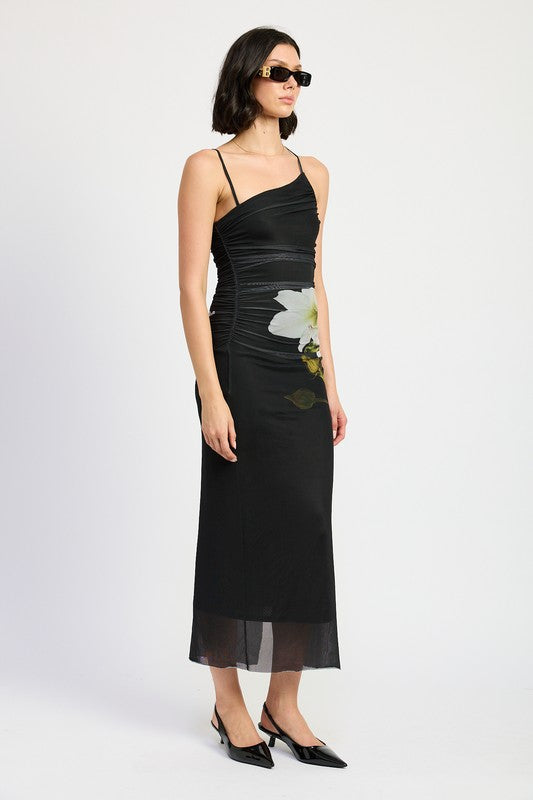 Wanda One Shoulder Ruched Maxi Dress