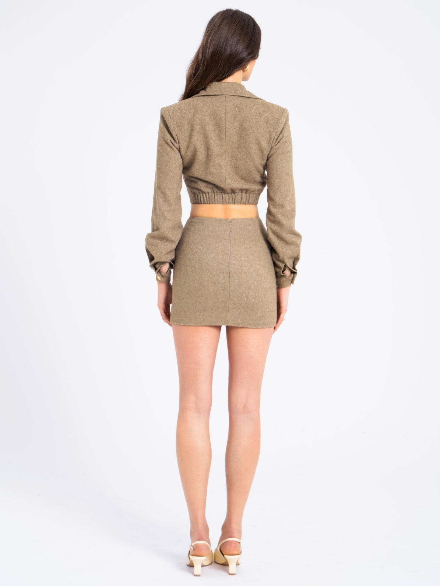 Braylee Vintage Bodycon Wool Blend Mini Skirt