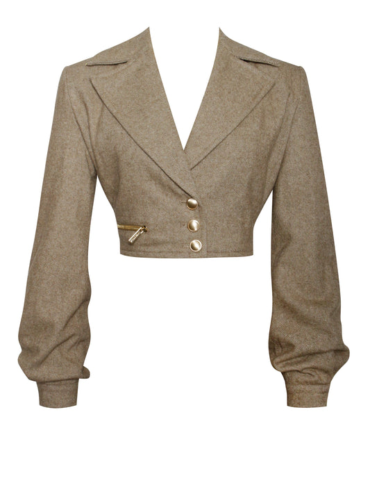 Bailee Vintage Cropped Wool Blend Blazer Jacket