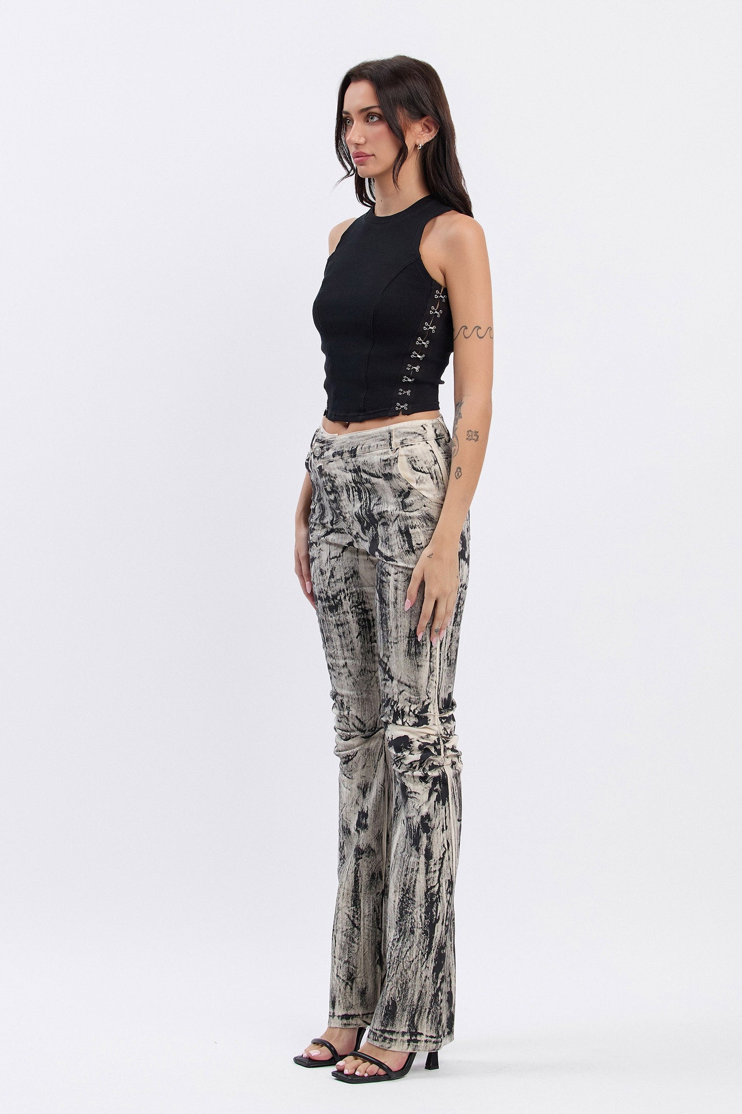 Washed Effect Ruched Pants